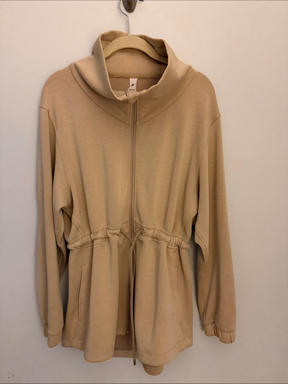 lululemon Softstreme Beige Utility Jacket with Drawstring Waist
